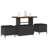 Garden Dining Set Black Poly Rattan