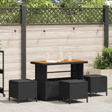 Garden Dining Set 4 pcs Black Poly Rattan