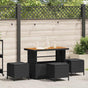 Garden Dining Set 4 pcs Black Poly Rattan