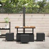 Garden Dining Set 4 pcs Black Poly Rattan