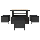 Garden Dining Set 4 pcs Black Poly Rattan
