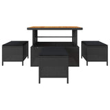 Garden Dining Set Black Poly rattan - Close-Up Angle