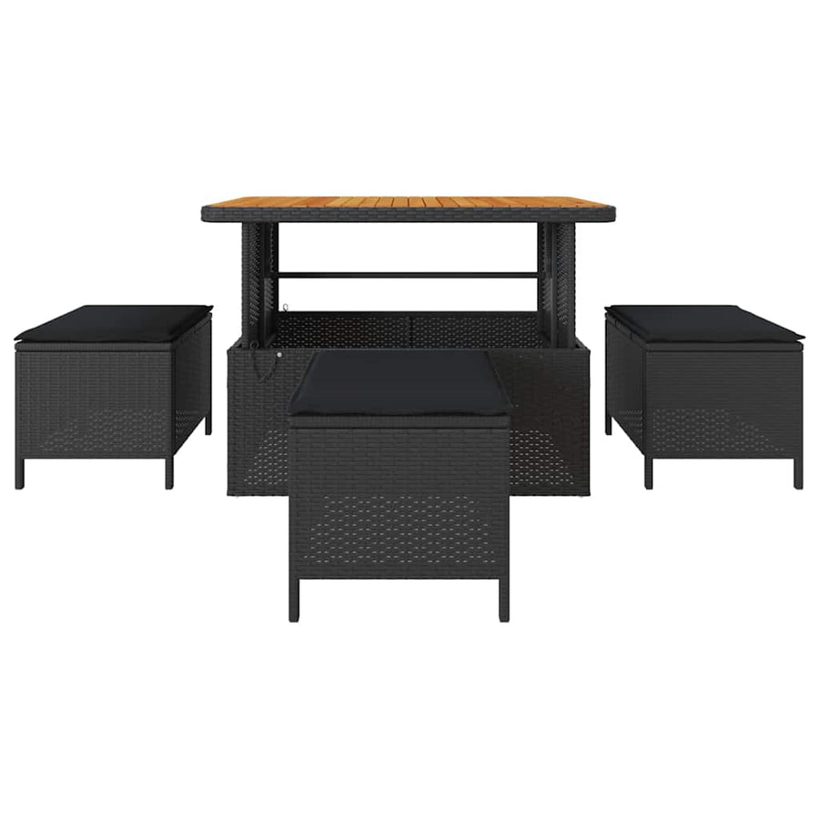 Garden Dining Set 4 pcs Black Poly Rattan