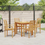 Dining Chair 4 pcs Solid Teak Wood Brown 62 x 55 x 94 cm