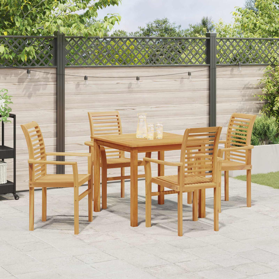 Dining Chair 4 pcs Solid Teak Wood Brown 62 x 55 x 94 cm