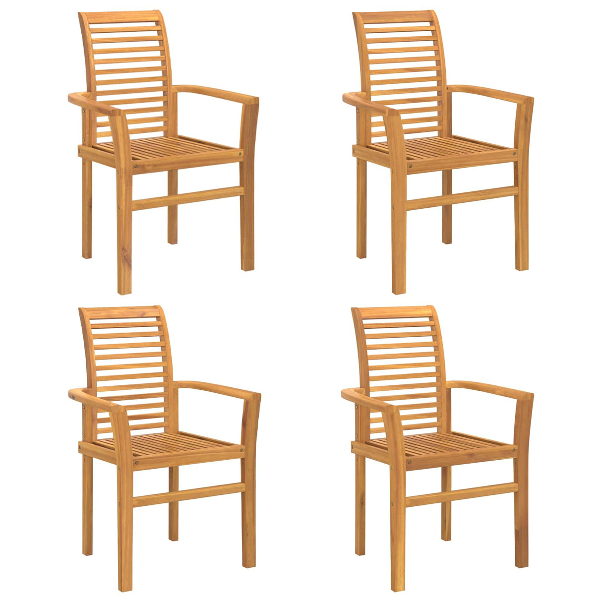 Dining Chair 4 pcs Brown 62 x 55 x 94 cm Solid Teak Wood