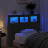 Headboard Cabinet with LED Other Black oak 122 x 17 x 102 cm - Top-Down View