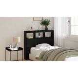 Headboard Black Oak 120 x 17 x 102 cm Engineered Wood - Low Angle