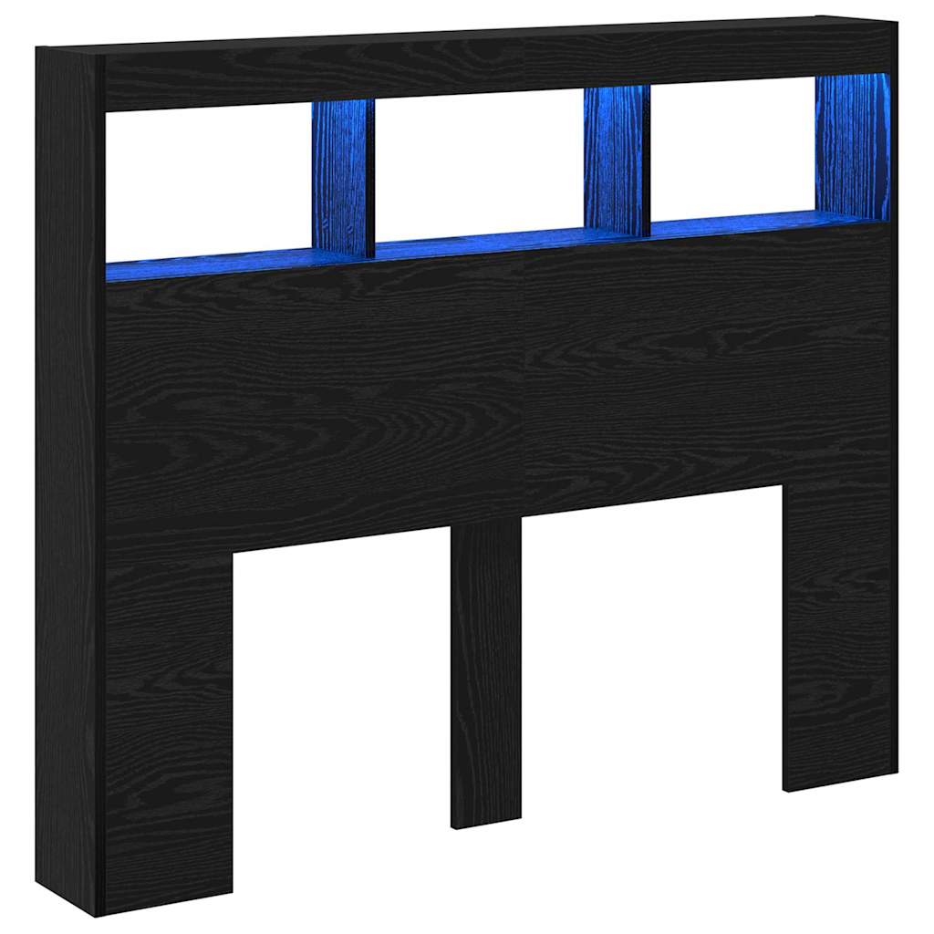 Headboard Cabinet with LED Other Black oak 122 x 17 x 102 cm