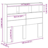 Headboard Black Oak 120 x 17 x 102 cm Engineered Wood - Extra Image