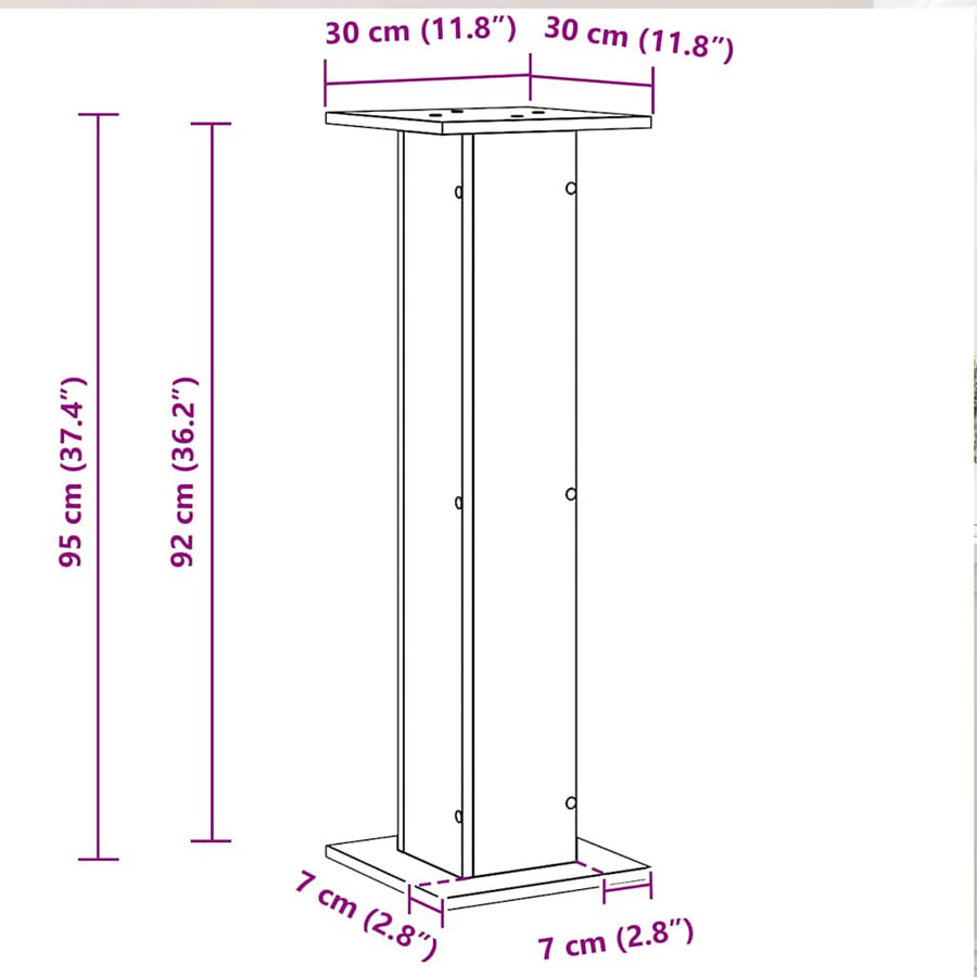 Plant Stand 2 pcs Black Oak 30 x 30 x 95 cm Engineered wood