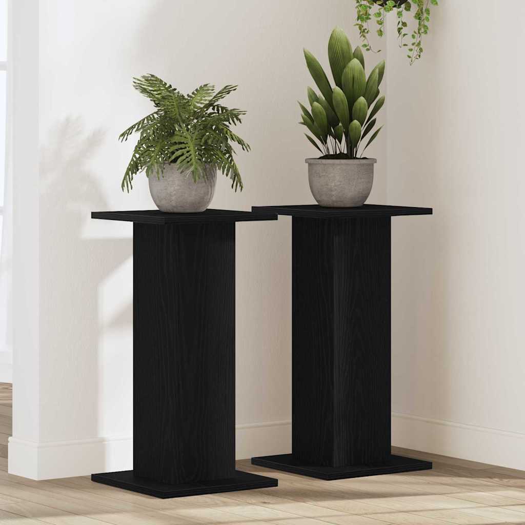 Speaker Stands with Shelf Black oak Engineered wood