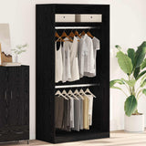 Wardrobe with Shelf Black Oak 100 x 50 x 200 cm Engineered Wood
