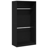 Wardrobe with Shelf Black Oak 100 x 50 x 200 cm Engineered Wood - Front View