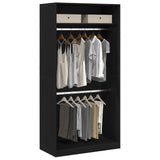 Wardrobe with Shelf Black Oak 100 x 50 x 200 cm Engineered Wood - Side View