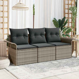 Sofa Set with Cushion 3 pcs Grey Poly Rattan