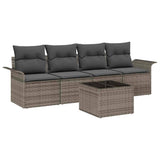 Sofa Set 5 pcs Grey Poly Rattan