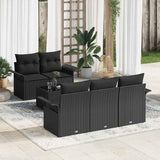 Sofa Set with Cushion 6 pcs Black Poly Rattan