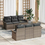 Garden Sofa Set with Cushion 7 pcs Grey Poly Rattan