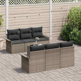 Garden Sofa Set 7 pcs Grey Poly Rattan
