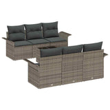 Garden Sofa Set with Cushion 7 pcs Grey Poly Rattan - Front View