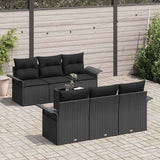 Garden Sofa Set with Cushion 7 pcs Black Poly Rattan - Side View
