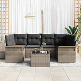 Garden Sofa Set 7 pcs Grey Poly rattan - Side View