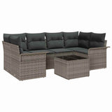 Garden Sofa Set 7 pcs Grey Poly rattan - Front View