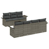 Garden Sofa Set with Cushion 8 pcs Grey Poly Rattan - Front View