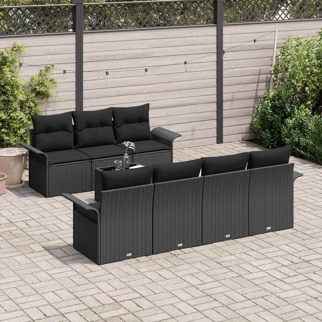 Garden Sofa Set 8 pcs Black Poly Rattan
