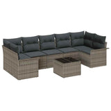 Garden Sofa Set with Cushion 8 pcs Grey Poly Rattan - Front View