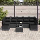 Garden Sofa Set with Cushion 8 pcs Black Poly Rattan - Side View