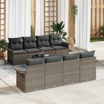 Garden Sofa Set 9 pcs Grey Poly Rattan