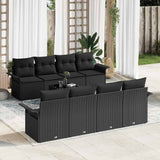 Garden Sofa Set with Cushion 9 pcs Black Poly Rattan