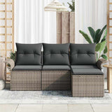 Sofa Set with Cushion 4 pcs Grey Poly Rattan