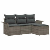 Sofa Set with Cushion 4 pcs Grey Poly Rattan