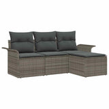 Garden Sofa Set 4 pcs Grey 55 x 55 x 37cm Poly Rattan - Front View