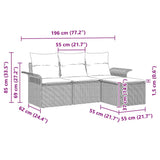 Garden Sofa Set 4 pcs Grey 55 x 55 x 37cm Poly Rattan - Extra Image