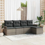 Outdoor Sofa 5 pcs Grey Poly Rattan