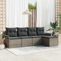 Outdoor Sofa 5 pcs Grey Poly Rattan
