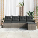 Outdoor Sofa 5 pcs Grey Poly Rattan