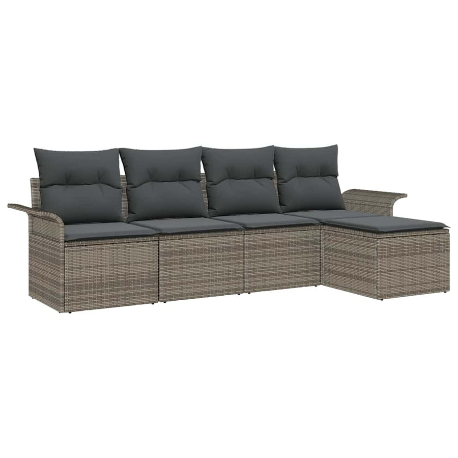 Outdoor Sofa 5 pcs Grey Poly Rattan