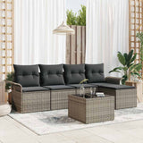 Outdoor Sofa 6 pcs Grey Poly Rattan
