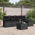 Outdoor Sofa 6 pcs Black Poly Rattan
