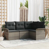 Garden Sofa Set 4 pcs Grey Poly Rattan