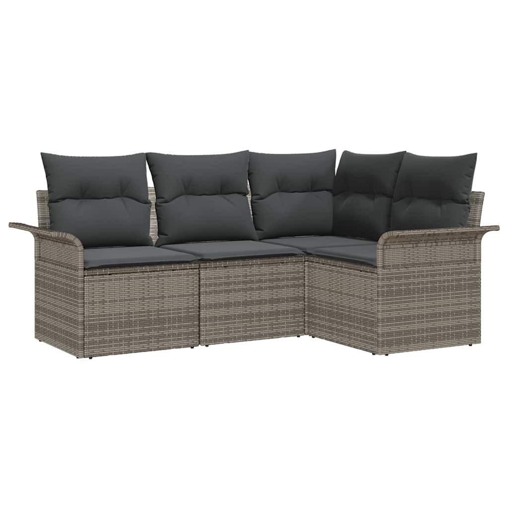 Garden Sofa Set 4 pcs Grey Poly Rattan