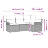 Garden Sofa Set with Cushion 4 pcs Black Poly Rattan - Extra Image