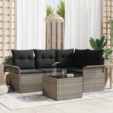 Garden Sofa Set with Cushion 5 pcs Grey Poly Rattan