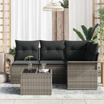 Garden Sofa Set 5 pcs Grey Poly Rattan
