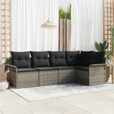 Garden Sofa Set with Cushion Manual 5 pcs Grey Poly Rattan